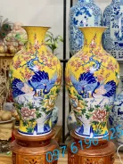 Lọ hoa sứ dáng đùi dế phú quý trường thọ cao 60cm
