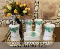 Bộ phụ kiện phòng tắm bằng sứ hình lá cọ dáng eo