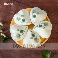 Khay mứt hình tim 5 ngăn chân đế gỗ hoa bồ công anh