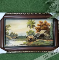Tranh sứ treo tường vẽ đồng quê kích thước 95cm x60cm