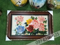 Tranh sứ Bát Tràng hoa mẫu đơn kích thước 95cm x60cm