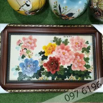 Tranh sứ Bát Tràng hoa mẫu đơn kích thước 95cm x60cm