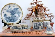 Bộ tích men rạn bọc đồng  đầy đủ phụ kiện của gốm sứ Bát Tràng