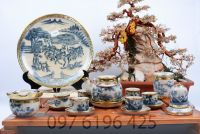 Bộ trà men rạn bọc đồng vung lõm quai đồng đầy đủ phụ kiện