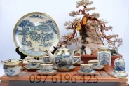 Bộ trà Bát Tràng men rạn bọc đồng dáng Minh Long đầy đủ phụ kiện