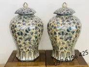 Chóe sứ men rạn hình lục lăng vẽ hoa dây