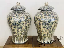 Chóe sứ men rạn hình lục lăng vẽ hoa dây