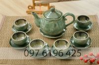 Bộ ấm chén men hòa biến xanh ngọc hoa lòng chén