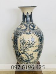 Bảo bình men rạn vẽ tứ cảnh cao 91cm