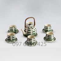 Bộ ấm trà kẻ quai mây gốm sứ Bát Tràng