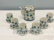 Bộ ấm tích Bát Tràng vẽ cỏ 4 lá dung tích 1.5 lít