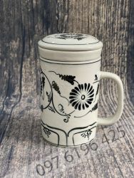 Cốc lọc trà bằng sứ vẽ hoa dây