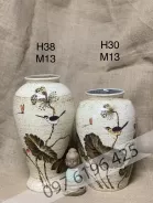 Lọ hoa gốm mộc vẽ sen chuồn gốm sứ Bát Tràng