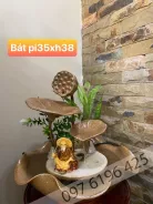 Thác nước phong thủy mi ni bằng gốm sứ men nâu hình lá sen