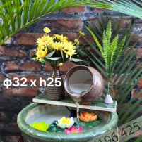 Thác nước phong thủy bằng gốm sứ hình ang tròn kích thước 32cm x25cm