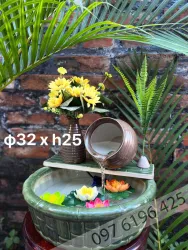 Thác nước phong thủy bằng gốm sứ hình ang tròn kích thước 32cm x25cm