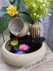 Thác nước phong thủy hình ang tròn kích thước 24cmx 30cm