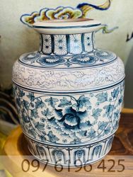 Lọ hoa men rạn vẽ hoa phù dung cao 42cm