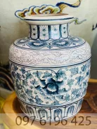 Lọ hoa men rạn vẽ hoa phù dung cao 42cm