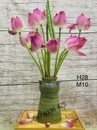 Lọ hoa gốm mộc dáng dáng trống đồng có tai