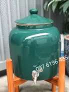 Bình đựng nước bằng gốm sứ có vòi dáng tròn