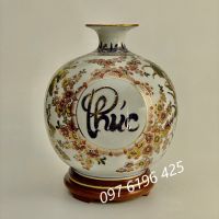 Bình hút tài lộc gốm sứ vẽ vàng kim phúc lộc thọ