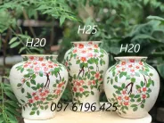 Lọ hoa sứ vẽ hoa đào gốm sứ Bát Tràng