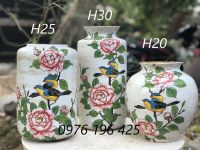 Lọ hoa gốm sứ vẽ hoa phù dung