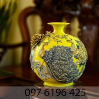 Bình hút tài lộc công đào đắp nổi cao 30cm