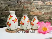 Bộ lọ hoa trang trí bằng gốm sứ vẽ sen