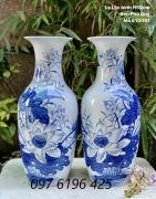 Lộc bình men lam cao 50cm vẽ hoa  sen