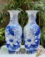 Lộc bình men lam cao 50cm vẽ hoa  sen