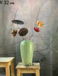 Lọ hoa dáng bom màu xanh ngọc cao 32cm