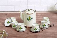 Bộ ấm tích lá xanh gốm sứ Bát Tràng