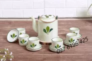 Bộ ấm tích lá xanh gốm sứ Bát Tràng