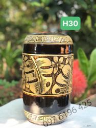Lọ hoa Bát Tràng dáng trụ khắc hoa chuối cảnh