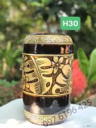 Lọ hoa Bát Tràng dáng trụ khắc hoa chuối cảnh