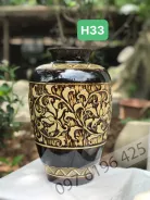 Lọ hoa Bát Tràng men đen khắc hoa dây cao 33cm