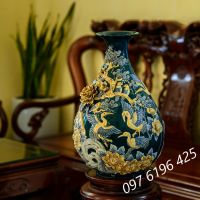 Lọ tỳ bà tùng hạc đắp nổi cao 55cm