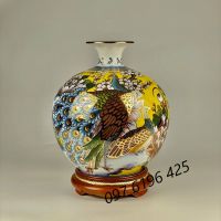 Bình hút tài lộc gốm sứ Bát Tràng chim công hoa phù dung