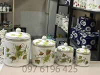 Vại muối dưa gốm sứ Bát Tràng vẽ nho xanh