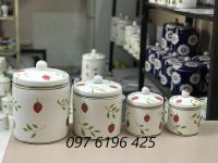 Vại dưa bằng sứ vẽ dâu tây