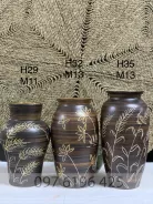 Lọ hoa Bát Tràng gốm mộc khắc hoa