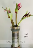 Lọ gốm mộc dáng trụ có tai