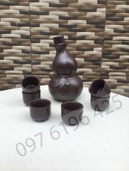 Bộ nậm rượu hình hồ lô bằng gốm dung tích 0.5L