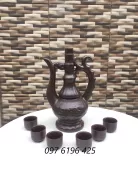 Bộ nậm rượu có vòi men nâu gốm sứ Bát Tràng dung tích 0.5L
