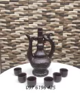 Bộ nậm rượu có vòi men nâu gốm sứ Bát Tràng dung tích 0.5L
