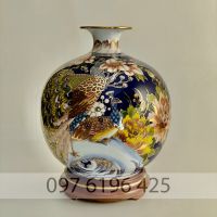 Bình hút tài lộc công đào hoa phù dung vẽ vàng kim