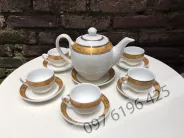 Bộ ấm trà viền hạc vàng kim