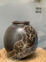 Bình hoa để bàn bằng gốm men nâu gốm sứ Bát tràng